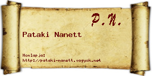 Pataki Nanett névjegykártya